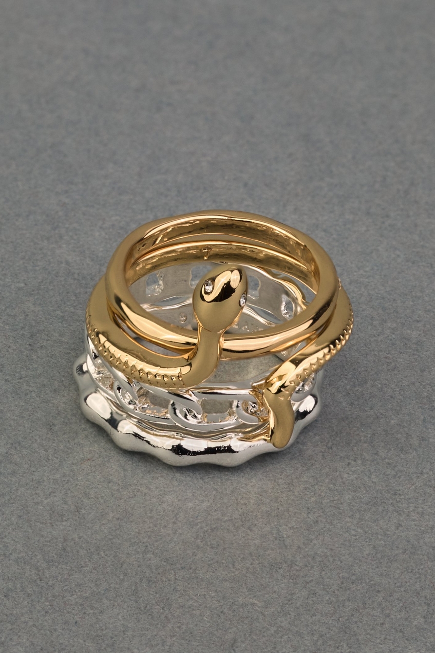 two tone snake ring stack